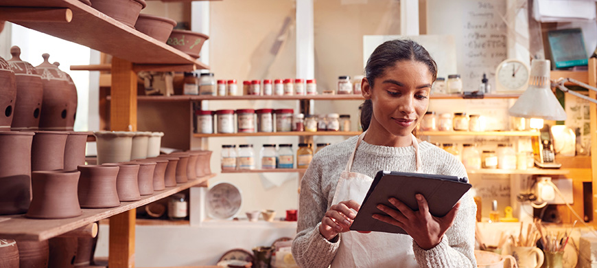 Woman Applying For A Small Business Grant To Secure Funding