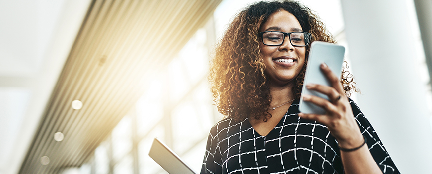 Woman Discovers The Advantages Of Small Business Mobile Banking