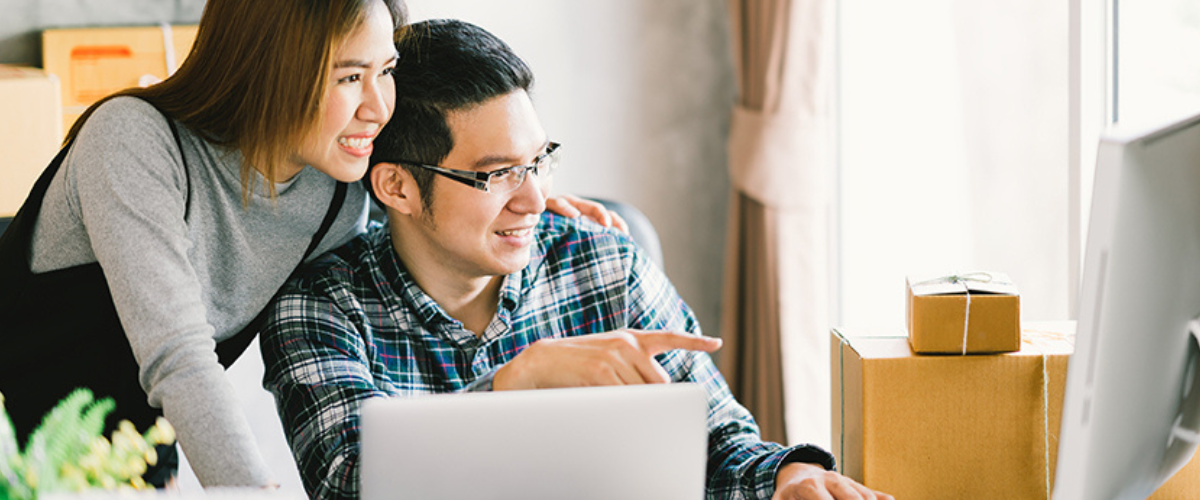 Couple Looking at Computer Screen