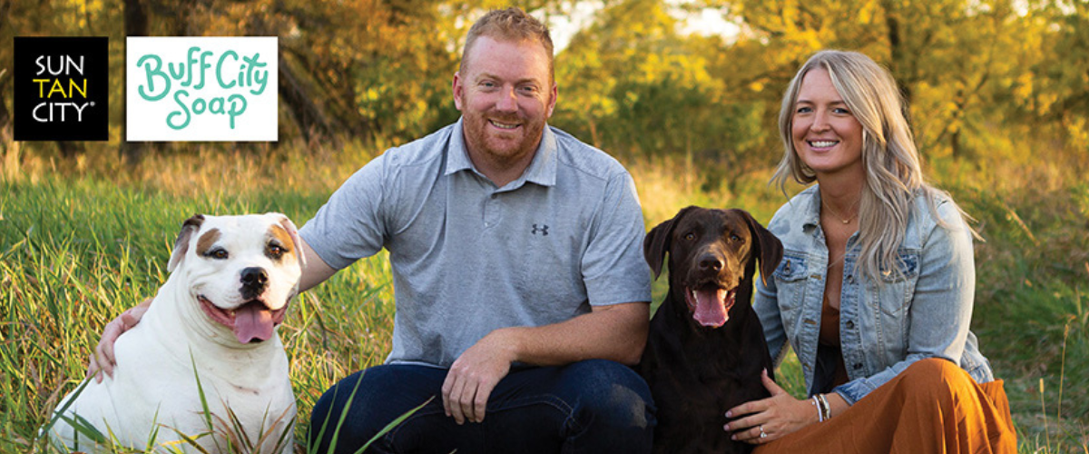 Suntan City. Bluff Co. Soap. Image of Chris Meyer and Family