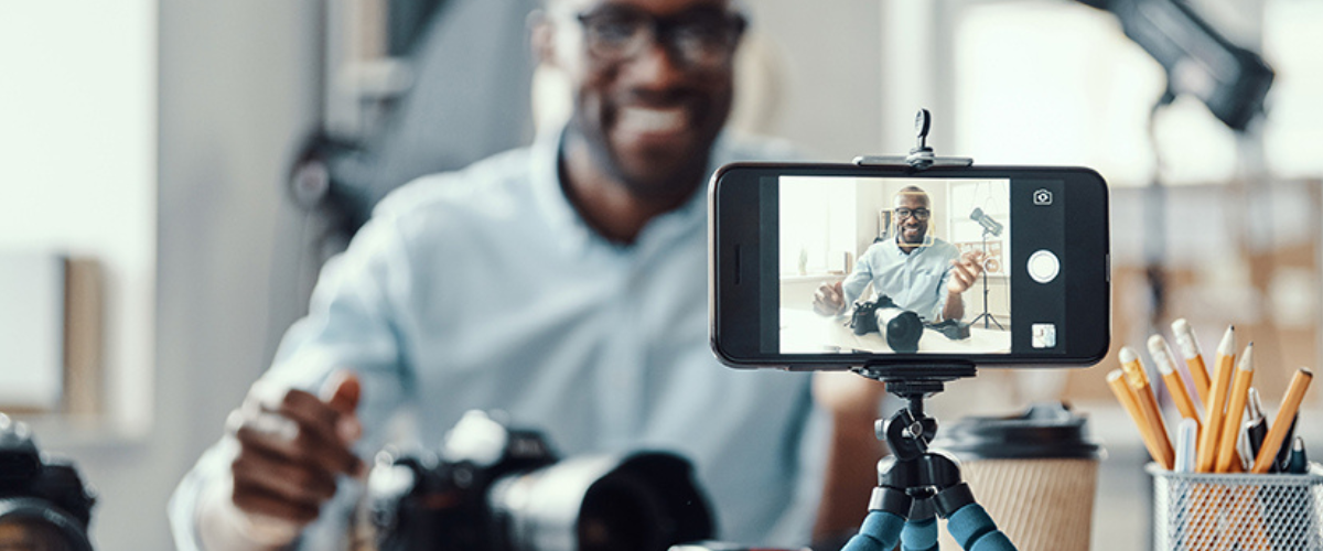 Image of Man Recording Himself Talking About Cameras