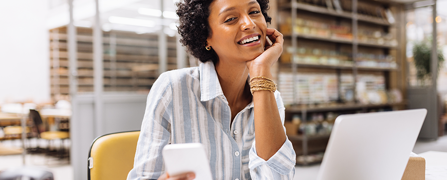 Woman Small Business Owner Using Mobile Banking