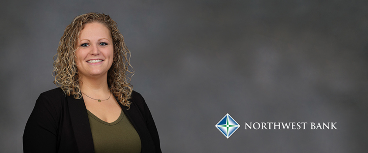 Northwest Bank logo and photo of Lauren Rosacker