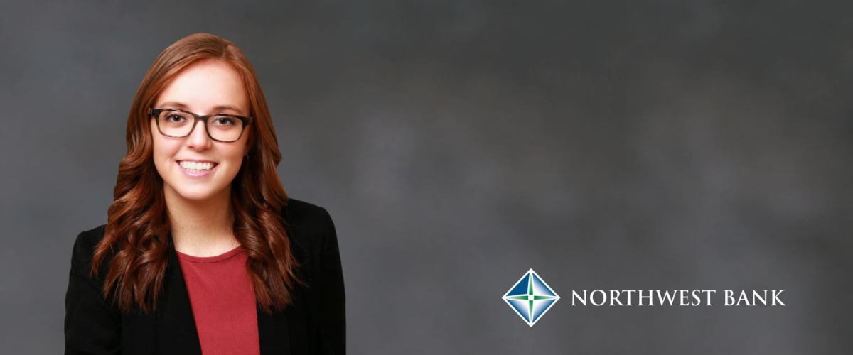 Northwest Bank logo and photo of Cara Treybal