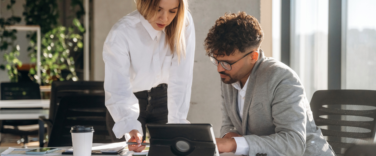 Image Of small business owner meeting with banker