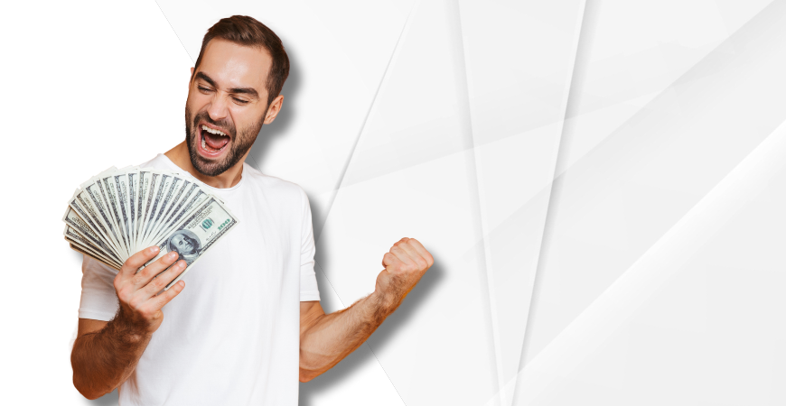 Man Celebrating Holding Money